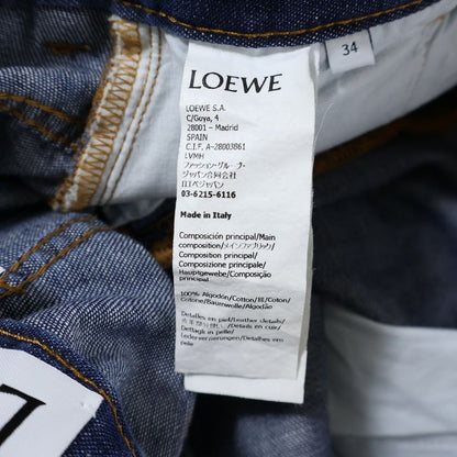 Loewe 24ss Balloon Trousers Hem Button Logo Leather Patch Denim Pants Jeans
