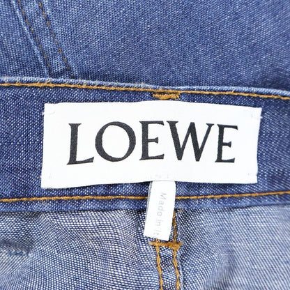 Loewe 24ss Balloon Trousers Hem Button Logo Leather Patch Denim Pants Jeans