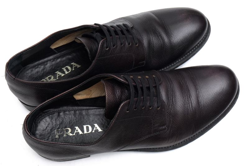 Prada Shoes Business Shoes Business Men Leather Genuine Black 49 Plain Toe