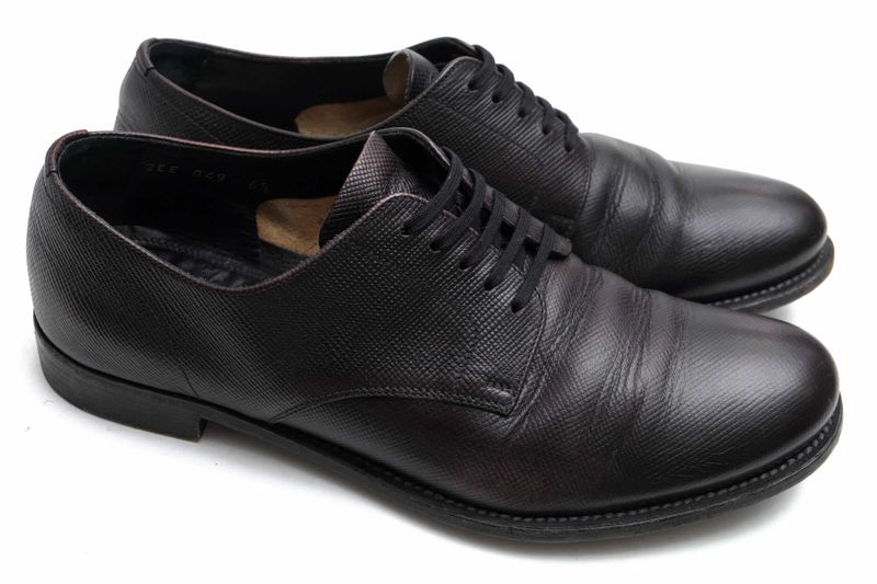 Prada Shoes Business Shoes Business Men Leather Genuine Black 49 Plain Toe