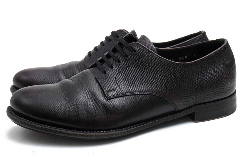 Prada Shoes Business Shoes Business Men Leather Genuine Black 49 Plain Toe