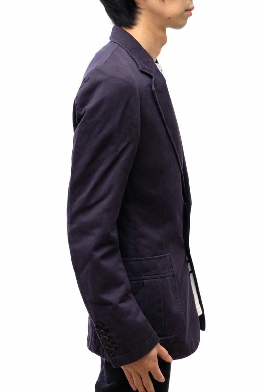 Gucci Tailored Jacket Bleather Jkt Outerwear Men Cotton Canvas Navy Blue Navy