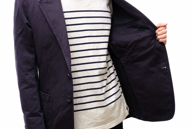 Gucci Tailored Jacket Bleather Jkt Outerwear Men Cotton Canvas Navy Blue Navy