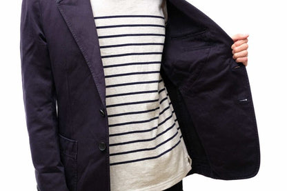 Gucci Tailored Jacket Bleather Jkt Outerwear Men Cotton Canvas Navy Blue Navy