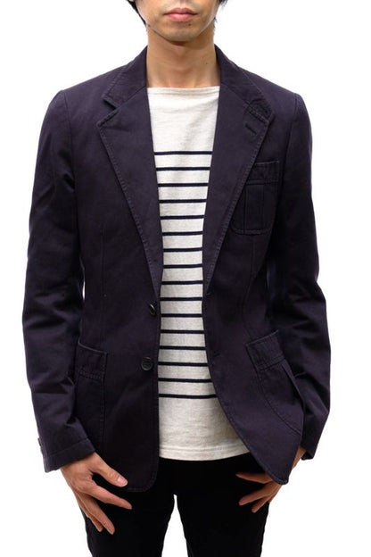 Gucci Tailored Jacket Bleather Jkt Outerwear Men Cotton Canvas Navy Blue Navy