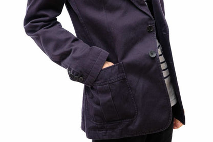 Gucci Tailored Jacket Bleather Jkt Outerwear Men Cotton Canvas Navy Blue Navy