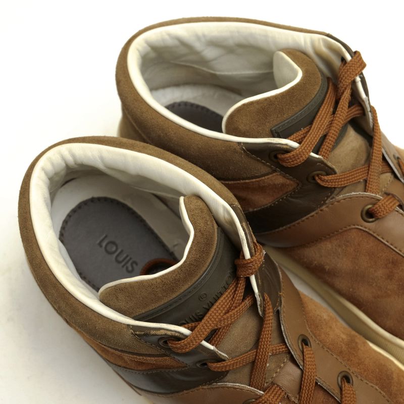 Louis Vuitton Shoes Sneakers Shoes High Cut Men Men's Suede Leather Genuine