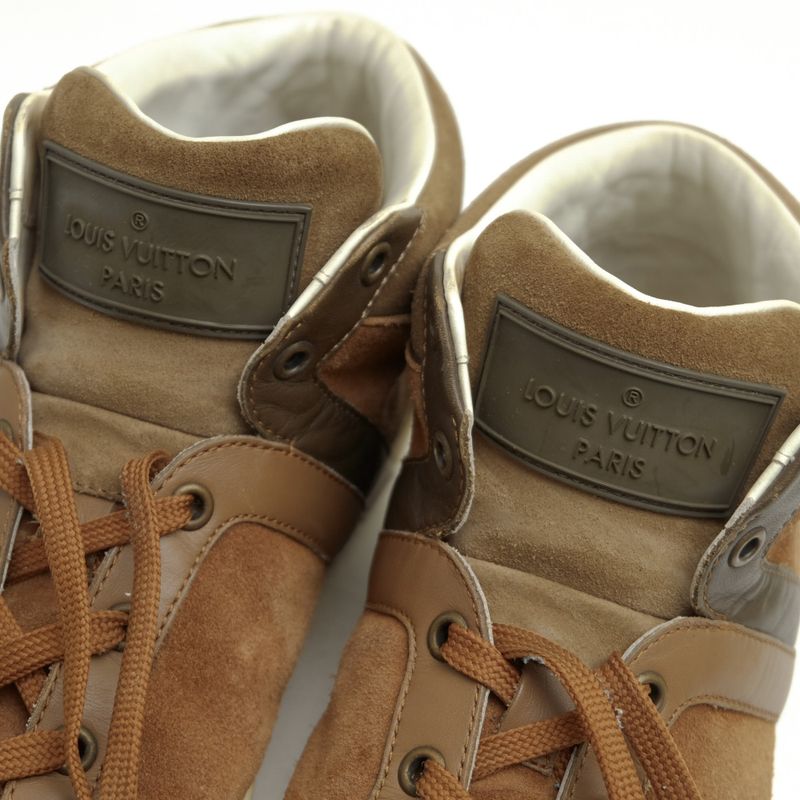 Louis Vuitton Shoes Sneakers Shoes High Cut Men Men's Suede Leather Genuine