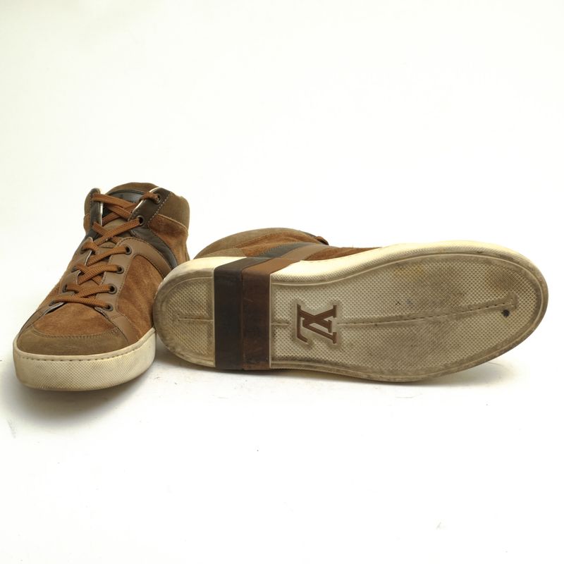 Louis Vuitton Shoes Sneakers Shoes High Cut Men Men's Suede Leather Genuine
