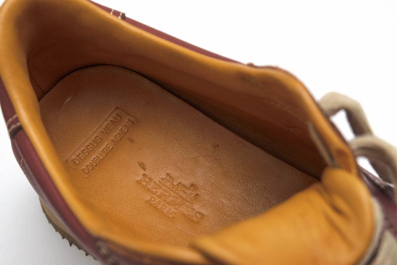 Hermes Shoes Sneakers Shoes Low Cut Ladies Women Leather Genuine Red Brown Red