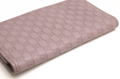 Gucci Long Wallet Women Leather Genuine Pink 368702-534041 Micro Gucci Guccissima GG