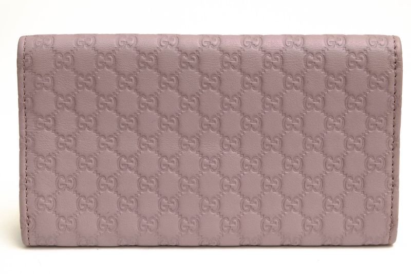 Gucci Long Wallet Women Leather Genuine Pink 368702-534041 Micro Gucci Guccissima GG