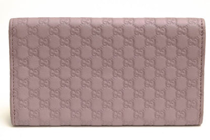Gucci Long Wallet Women Leather Genuine Pink 368702-534041 Micro Gucci Guccissima GG
