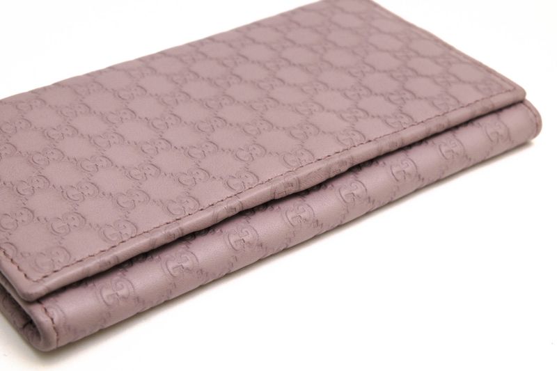 Gucci Long Wallet Women Leather Genuine Pink 368702-534041 Micro Gucci Guccissima GG