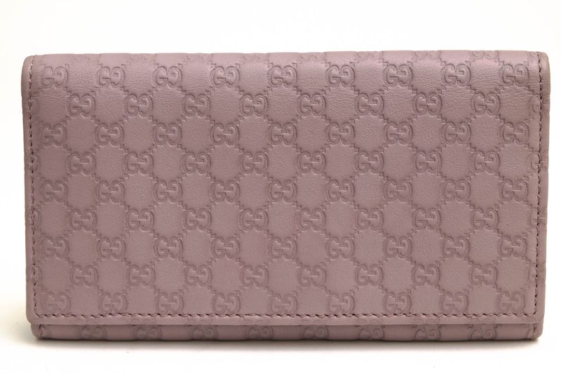 Gucci Long Wallet Women Leather Genuine Pink 368702-534041 Micro Gucci Guccissima GG