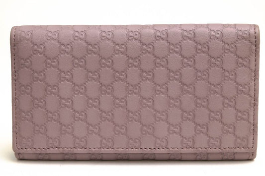Gucci Long Wallet Women Leather Genuine Pink 368702-534041 Micro Gucci Guccissima GG