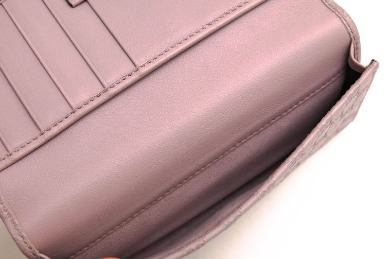 Gucci Long Wallet Women Leather Genuine Pink 368702-534041 Micro Gucci Guccissima GG