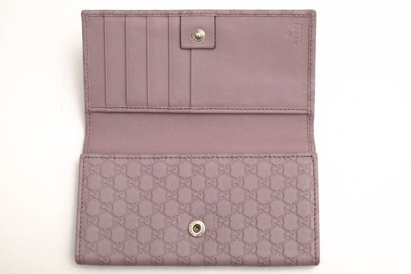 Gucci Long Wallet Women Leather Genuine Pink 368702-534041 Micro Gucci Guccissima GG