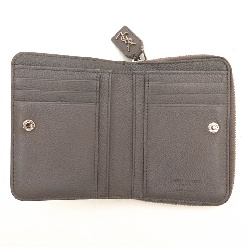 Saint Laurent/Yves Saint Laurent Wallet Women Leather Genuine Leather Gray