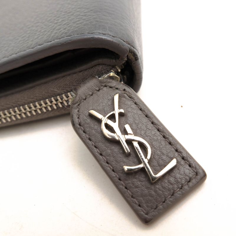 Saint Laurent/Yves Saint Laurent Wallet Women Leather Genuine Leather Gray
