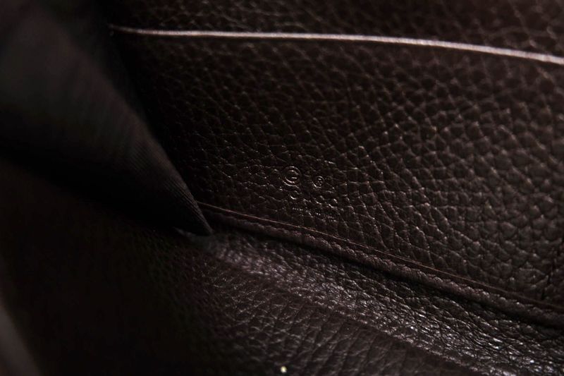 Gucci Long Wallet Men Leather Genuine Dark Brown 449347 Original Leather Dollar