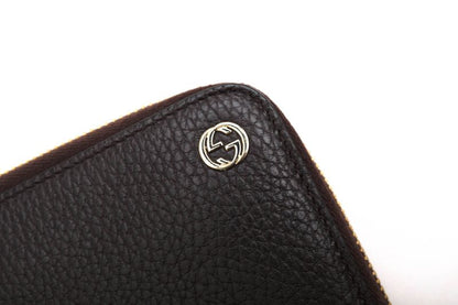 Gucci Long Wallet Men Leather Genuine Dark Brown 449347 Original Leather Dollar