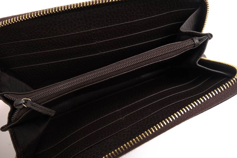 Gucci Long Wallet Men Leather Genuine Dark Brown 449347 Original Leather Dollar