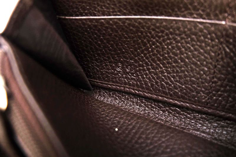 Gucci Long Wallet Men Leather Genuine Dark Brown 449347 Original Leather Dollar