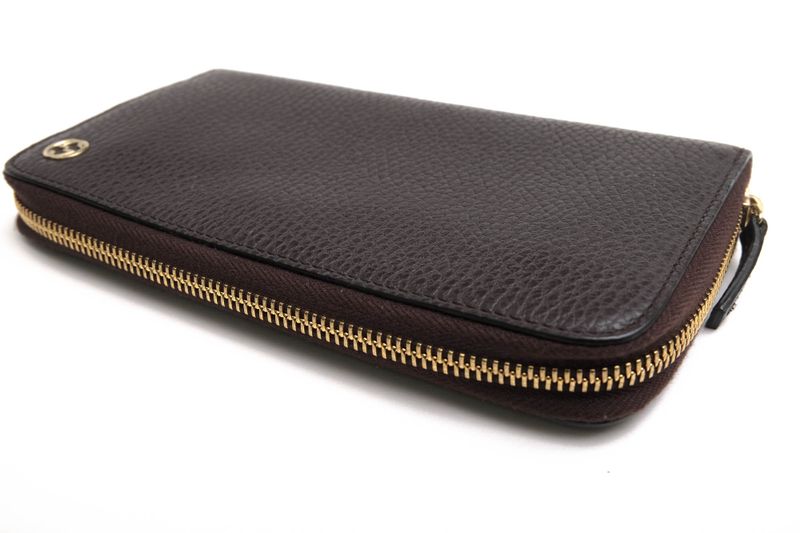 Gucci Long Wallet Men Leather Genuine Dark Brown 449347 Original Leather Dollar