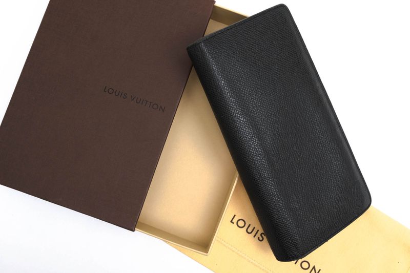 Louis Vuitton Long Wallet Men Leather Genuine Leather Black M32572 Portefeuille