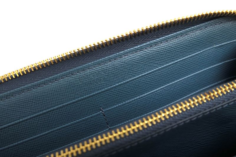 Prada Long Wallet Men Leather Genuine Leather Light Blue Light Blue 1m1183