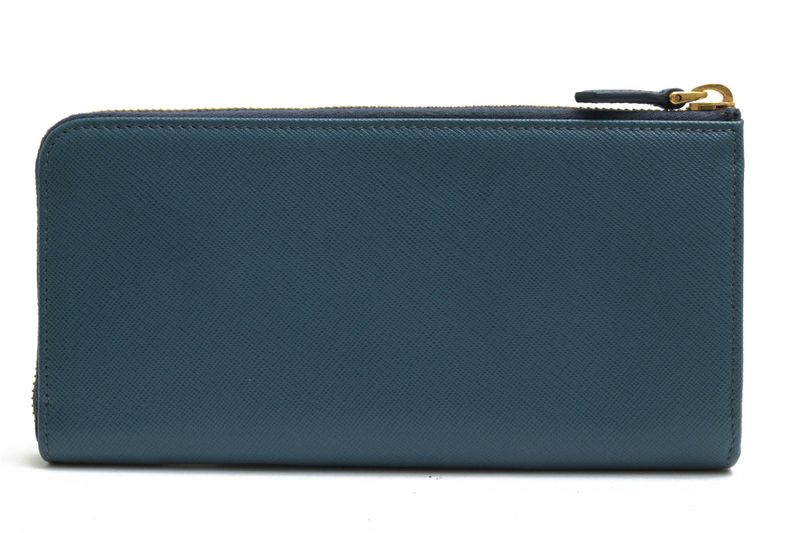 Prada Long Wallet Men Leather Genuine Leather Light Blue Light Blue 1m1183