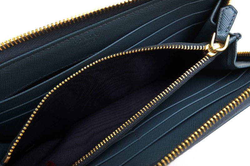 Prada Long Wallet Men Leather Genuine Leather Light Blue Light Blue 1m1183