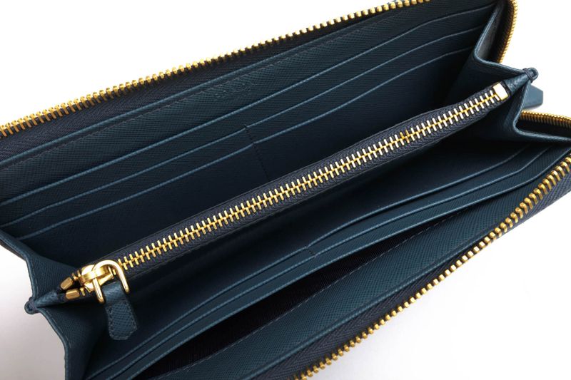 Prada Long Wallet Men Leather Genuine Leather Light Blue Light Blue 1m1183
