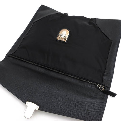 Prada Bag Second Bag Clutch Bag Men Bag Nylon Leather Genuine Leather Black