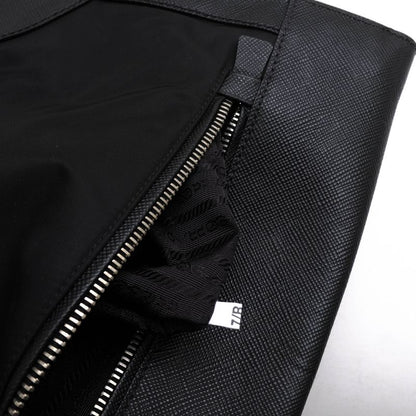 Prada Bag Second Bag Clutch Bag Men Bag Nylon Leather Genuine Leather Black