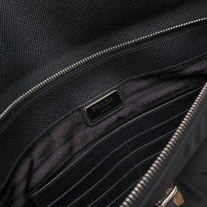 Prada Bag Second Bag Clutch Bag Men Bag Nylon Leather Genuine Leather Black