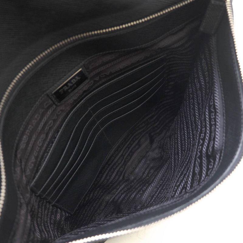 Prada Bag Second Bag Clutch Bag Men Bag Nylon Leather Genuine Leather Black