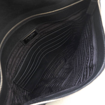 Prada Bag Second Bag Clutch Bag Men Bag Nylon Leather Genuine Leather Black