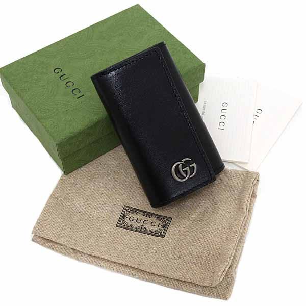 Gucci GG Marmont Key Case 6 Hook Ring Leather Black S Rank