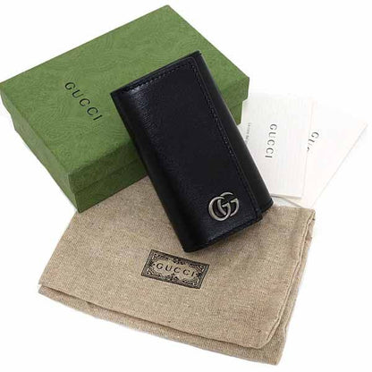 Gucci GG Marmont Key Case 6 Hook Ring Leather Black S Rank