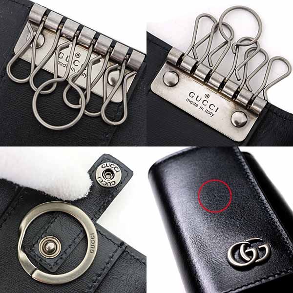 Gucci GG Marmont Key Case 6 Hook Ring Leather Black S Rank