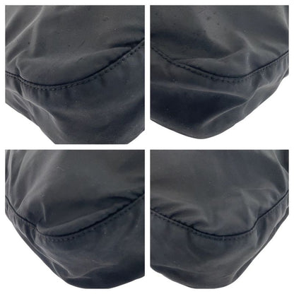 Prada Tessuto Triangle Logo Plate Black Silver Hardware Nylon Leather Shoulder