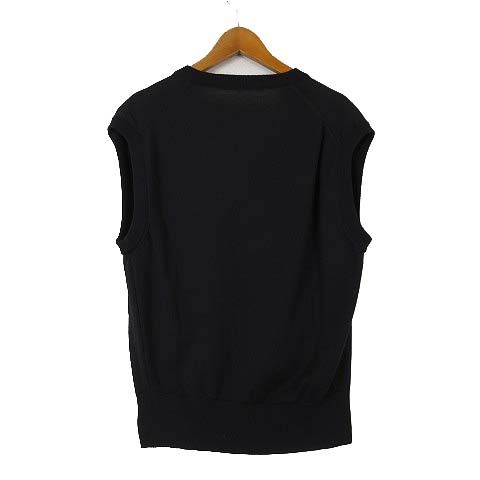 Christian Dior Vintage Knit Vest Sleeveless Sweater Wool V-Neck Pocket Logo