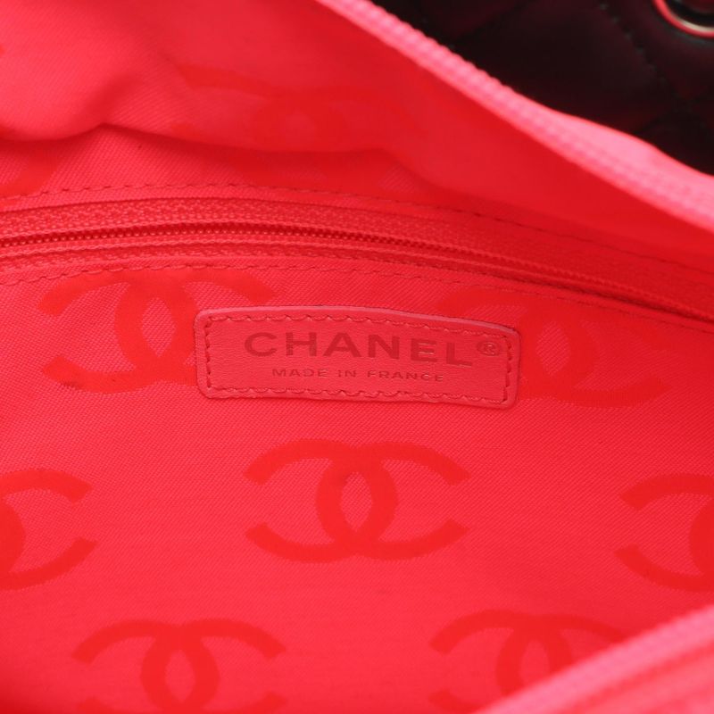 Chanel Tote Bag Cambon Line Medium White Black Leather Patent Leather Cambon