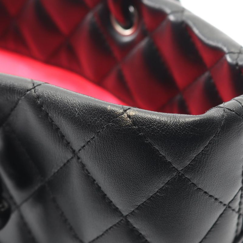 Chanel Tote Bag Cambon Line Medium White Black Leather Patent Leather Cambon