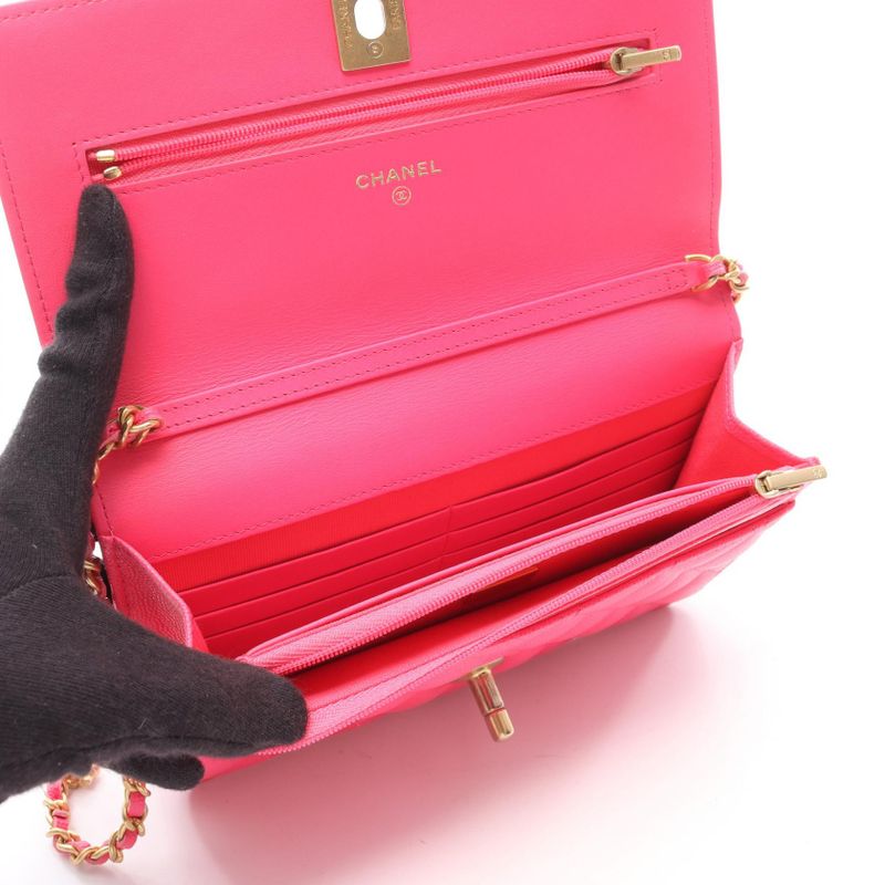 Chanel Shoulder Bag Matelasse Ap3694 Fuchsia Pink Caviar Skin (grained Calf)