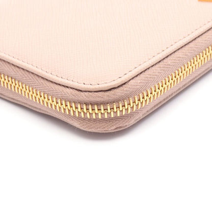 Prada Round Long Wallet Saffiano Multic 1ml506 Pink Beige Saffiano Leather