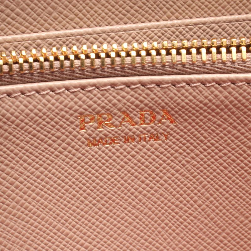 Prada Round Long Wallet Saffiano Multic 1ml506 Pink Beige Saffiano Leather