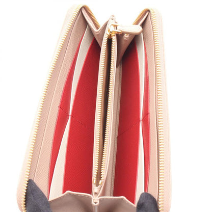 Prada Round Long Wallet Saffiano Multic 1ml506 Pink Beige Saffiano Leather